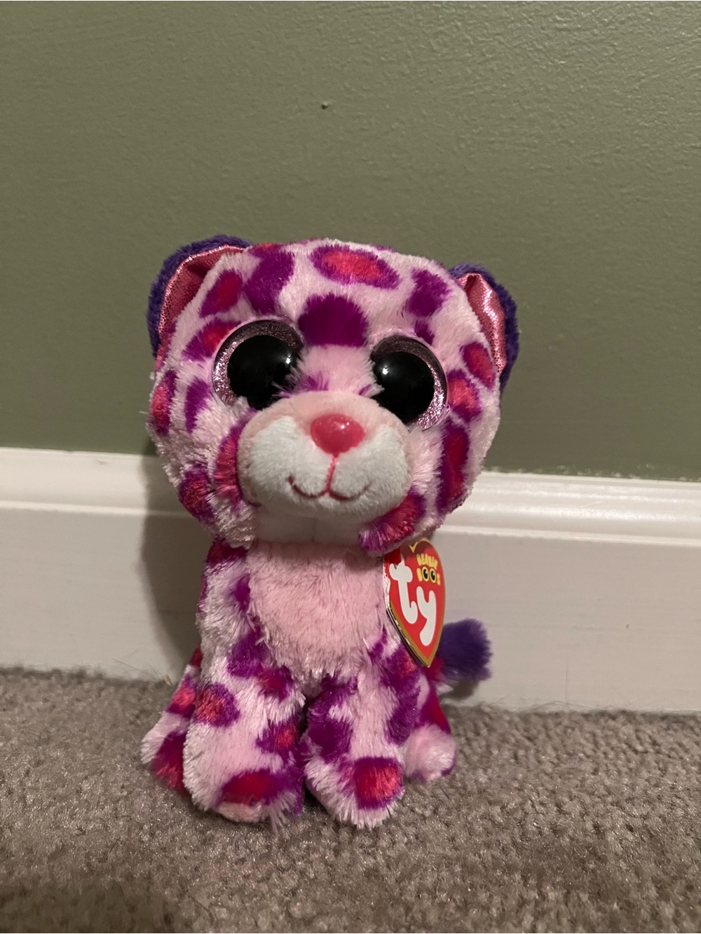 Ty Glamour Purple and Pink Leopard Beanie Boo Plush